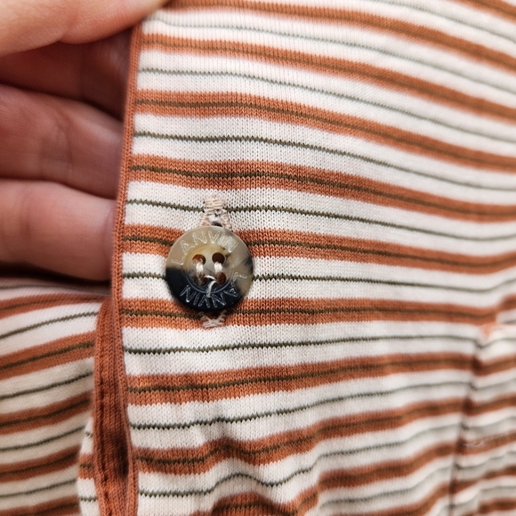 LANVIN Long Sleeve Embroidered Logo Striped Polo Shirt - Picture 11 of 13